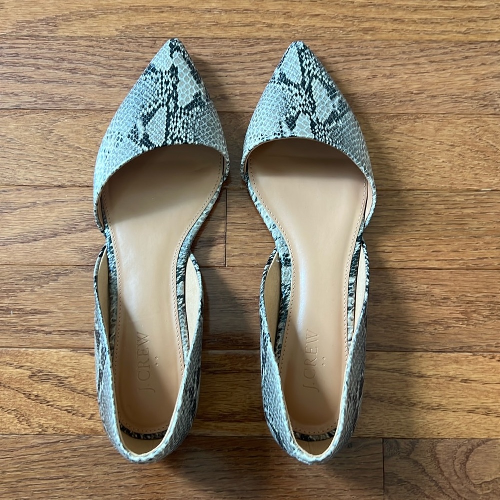 J Crew Snake Embossed Zoe D’Orsay Flats NIB size 9